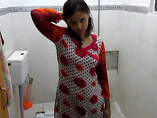 Sexy Indian Bhabhi In Bathroom Taking Shower Filmed By Her Husband – Sprightly Hindi Audio
