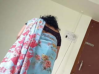 Desi bhabhi Saree blouse and bra wearing represent of devar