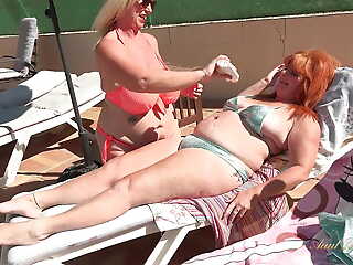 AuntJudysXXX - Busty Mature Beauties Melody & Melanie realize Pernicious by the Pool