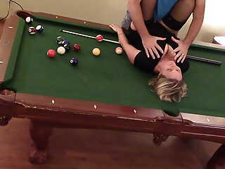 Matured Wife big boobs with high heels Fucked on pool table to orgasm