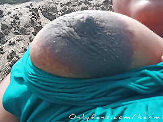 Pregnant slut Wife Shows Her pussy In Cause of Beach