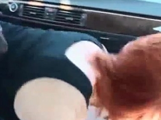 Redhead college babe gets fucked about car